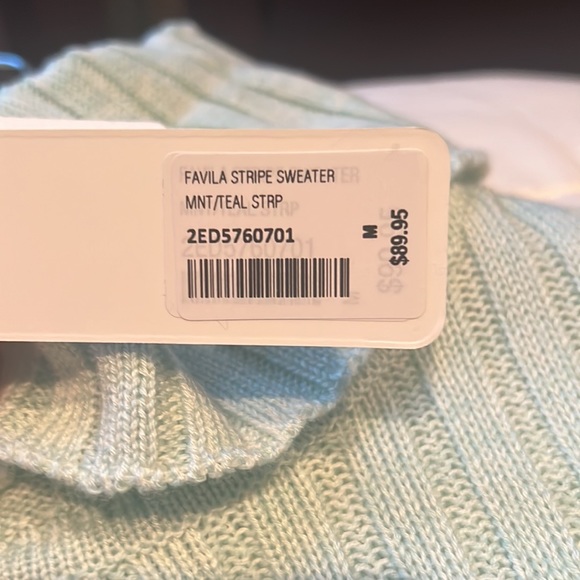 Soft Surroundings Mint/Teal Striped Sweater Size Medium NWT - Picture 3 of 3
